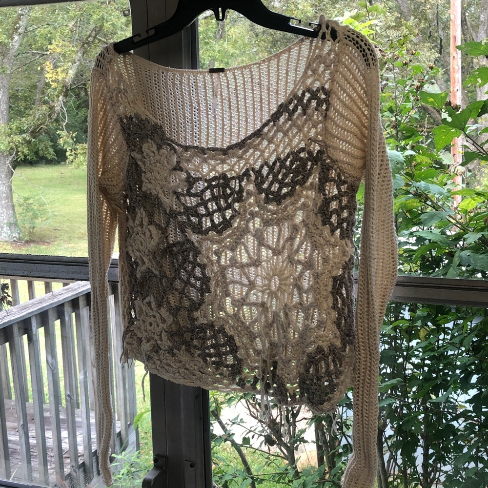Free People Snowflake Crochet Sweater